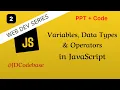 Variables Data Types Operators - JavaScript Tutorial for Beginners Web Dev Series JDCodebase