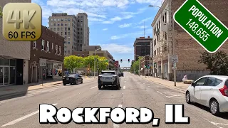 Driving Around Downtown Rockford Illinois in 4k