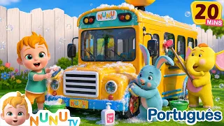 Lava-bebê, rodas do ônibus + Mais ônibus Canções Infantis | Música Infantil | O Bebê NuNu do Coração
