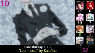 top kuroshitsuji anime openings u0026 endings party rank 