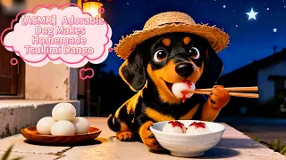 【ASMR】Adorable Dog Makes Homemade Tsukimi Dango 🍡🐾✨ Relaxing Cooking Sounds #ASMR #Mukbang #DogCoo