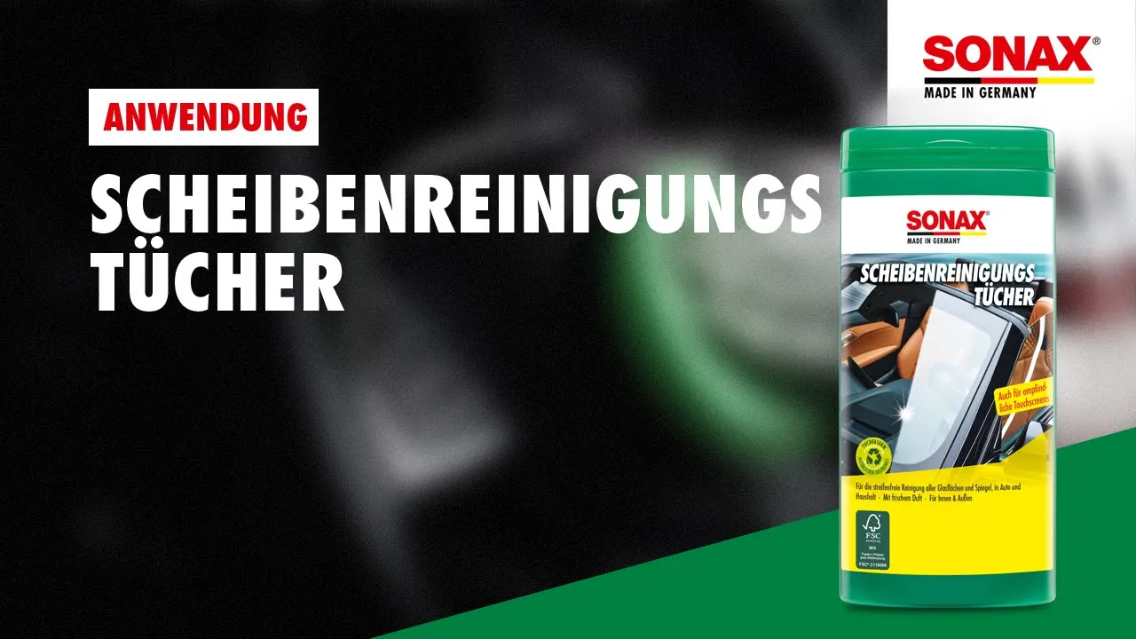 Anwendung SONAX ScheibenReinigungsTücher Box
