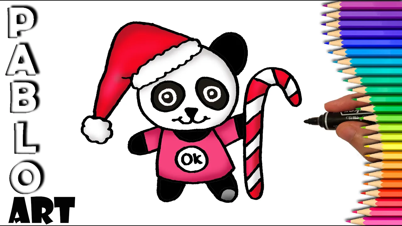 How to draw 🎅 Dong King Panda from Pucca for Christmas | step by step