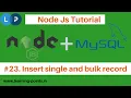 Database Connection Insert Data Node js with MySQL Node Js Tutorial Learning Points