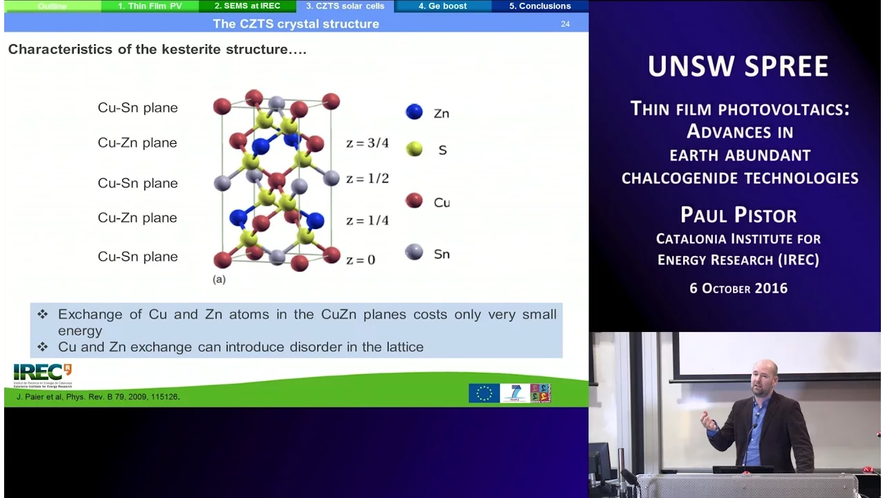 UNSW SPREE 201610-06 Paul Pistor - Thin film photovoltaics: Advances in chalcogenide technologies
