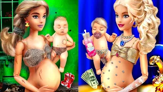 Download 13 DIY Rich mom Barbie vs Broke mom Barbie / Pregnant Doll hacks and crafts MP3