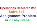 Operations Research Tutorial Solve 5x5 Assignment Problem in 7 Easy Steps - Best Tutorial 1of2
