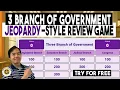 Three Branches of Government Jeopardy Game Review Questions No Google Slides Template Needed