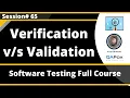 Verification versus Validation Software Testing - Session 65