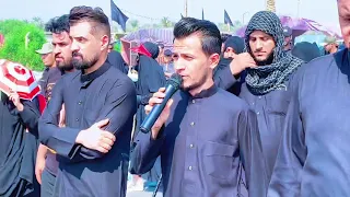 بكاء زوار الحسين نعي حزين الرادود منتظر العبودي في طريق المشايه موكب شباب علي السجادبغدادالمعامل 