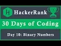 Day 10 Binary Numbers 30 Days of Coding HackerRank Java Language