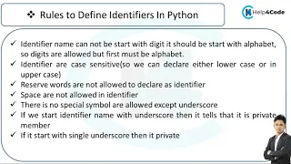 identifiers in python Rules to define identifier Example in python