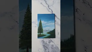 simple landscape scenery painting idea for beginners acrylic painting