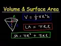 Volume and Surface Area of a Cone Lateral Area Formula - Basic Geometry