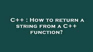 C How to return a string from a C function