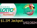 Florida Lotto Winning Numbers 2 March 2024 Today FL Lotto Drawing Result Saturday 2024