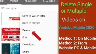 how to delete youtube uploaded videos on phone 2020 delete uploaded videos from youtube on mobile