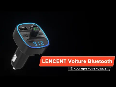 Download MP3 LENCENT Transmetteur FM de voiture Bluetooth, Bluetooth Lecteur MP3 Adaptateur Radio sans Fil Kit