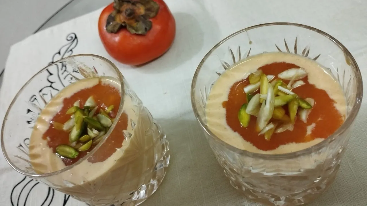 Simple Persimmon dessert   How to make Persimmon pudding   Kaka fruit dessert   Tendu dessert 