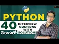 Python 40 Interview Questions in Telugu Python Problem Solving in Telugu Python Course in Telugu