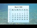 March 1986 Calendar