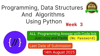 NPTEL Programming Data Structures and Algorithm Using Python week 3 programming Ans with code link