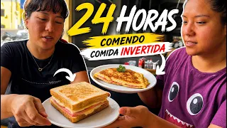 24 HORAS COMENDO COMIDA INVERTIDA | Blog das irmãs