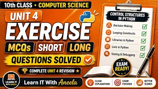 Unit 4 Python Exercise Solved MCQs Short Long Questions Class 10