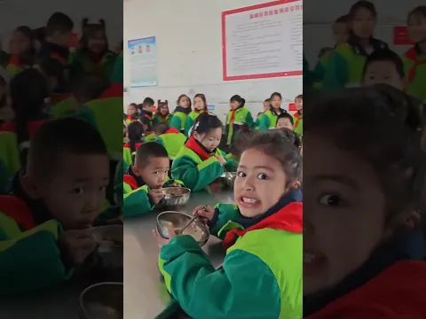 Xinjiang kindergarteners and schoolchildren enjoying their free, nutritious lunch.