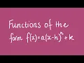 Functions of the form f x a x - h n k Unit 1 and 2 VCE Maths Methods