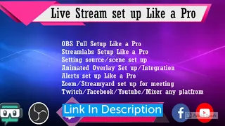 I will setup obs for professional live stream or recording