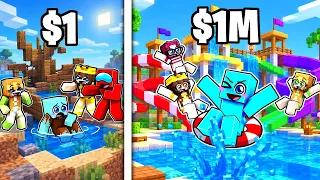 Parque ACUÁTICO POBRE vs Parque ACUÁTICO MILLONARIO en Un CHUNK en Minecraft!
