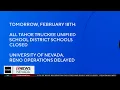 Tahoe Truckee Unified School District declares snow day for Wednesday UNR on delay