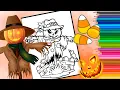 Halloween Scarecrow Coloring Pages Trick or Treat Coloring Pages using maped color pencils