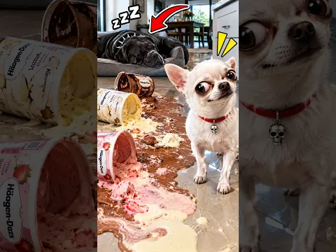 He Got Away With It… 😈🐶🍦 #shorts #shortsfeed