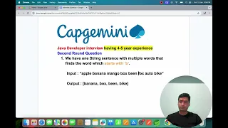 Capgemini Interview Question Find Words Starting with a Specific Character in a String