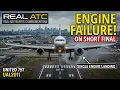 United Boeing 757 engine quits on short final at Newark Single engine landing REAL ATC