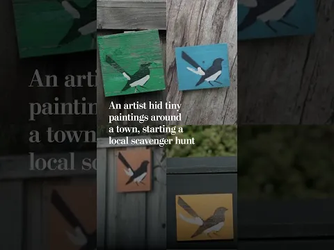 An artist hid tiny paintings around a town, starting a local scavenger hunt