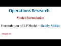 Lec 2 1 - Formulation of LP Model Reddy Mikks Model