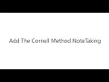 Notion Student Planner How to Add Use the Cornell Method Note Taking Template