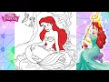 Under the Sea ARIEL Coloring Page THE LITTLE MERMAID and Friends Ocean Coloring Page Book In Markers