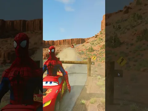 Spiderman On McQueen Car Small And Big Vs Log BeamNG.Drive #shorts