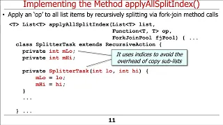 Evaluating the applyAllSplitIndex Java Fork-Join Framework Programming Model