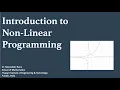 Introduction to Non Linear Programming Problem