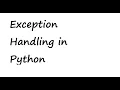 Exception Handling Part-2 Python