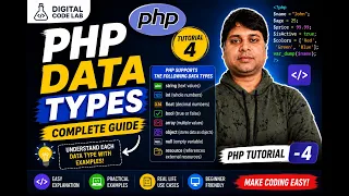 PHP Data Types Explained in Hindi Live Coding Demonstration Beginner to Pro Tutorial 4