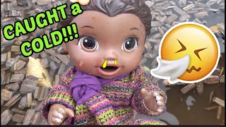 BABY ALIVE gets a COLD! RAINY DAY at the PARK! The Lilly and Mommy Show! FUNNY KIDS SKIT!