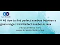 48 How to find perfect numbers between a given range Find Perfect number in Java