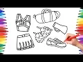 How to Draw Cheerleader Set Coloring Pages for Kids School Sports Set Coloring Book