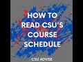 How to Read CSU s Course Schedule